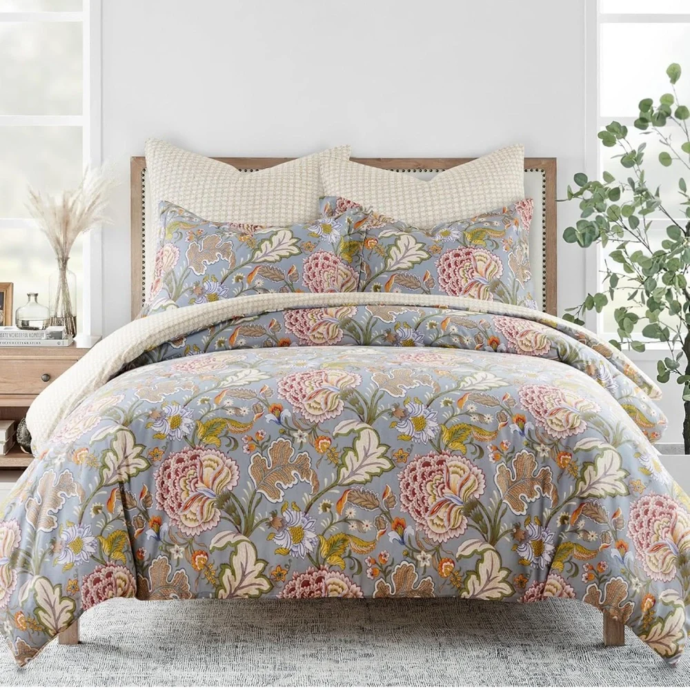 🆕 PB Style Floral Duvet Cover Set King 3 piece bedding luxury hotel style NEW